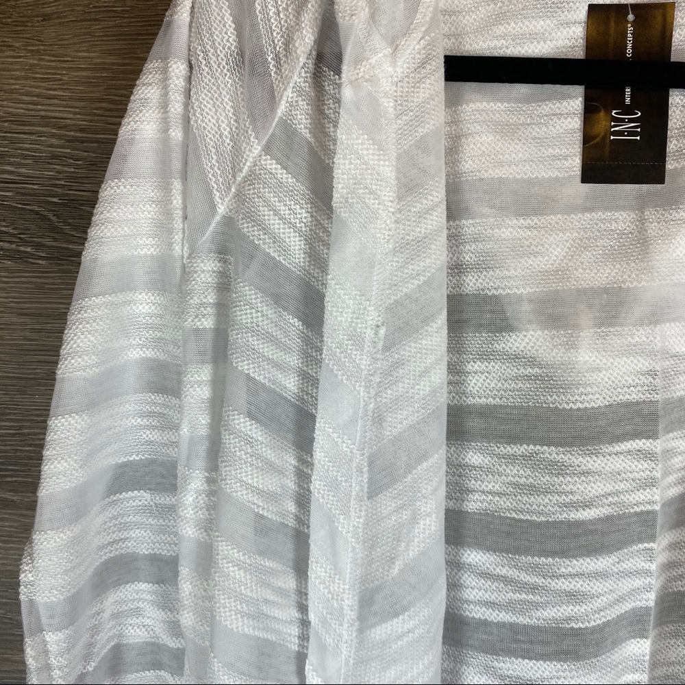 INC Sheer White Stripe Hooded Cardigan NWT - Picture 3 of 6